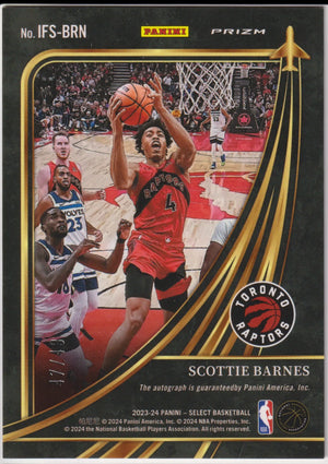 2023-24 Panini Select Autograph Scottie Barnes In Flight Auto Blue Prizm /49 