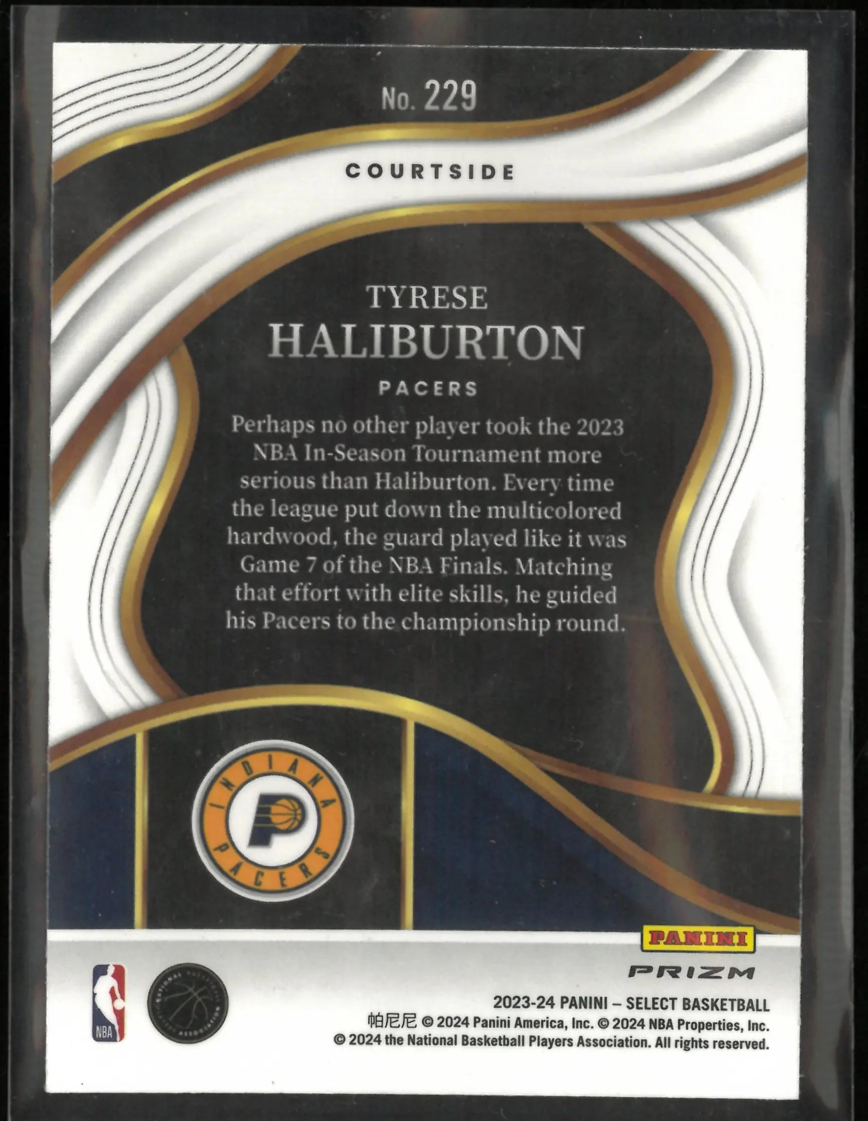 2023-24 Panini Select Courtside Tyrese Haliburton Zebra Refractor 