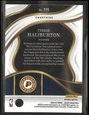 2023-24 Panini Select Courtside Tyrese Haliburton Zebra Refractor 