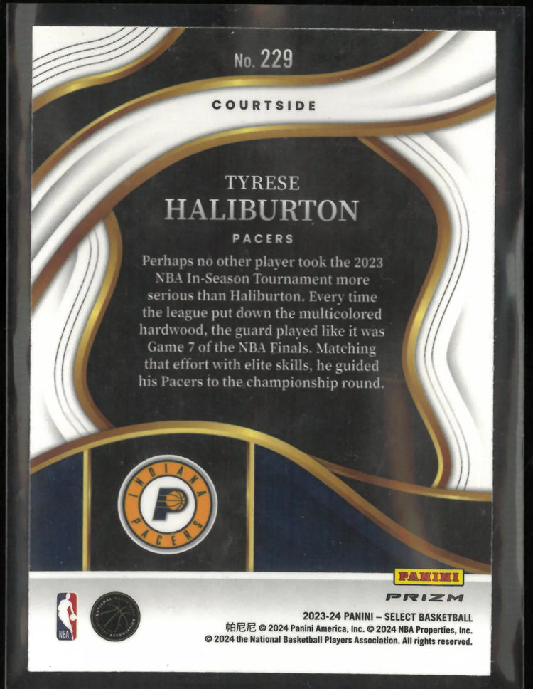 2023-24 Panini Select Courtside Tyrese Haliburton Zebra Refractor 