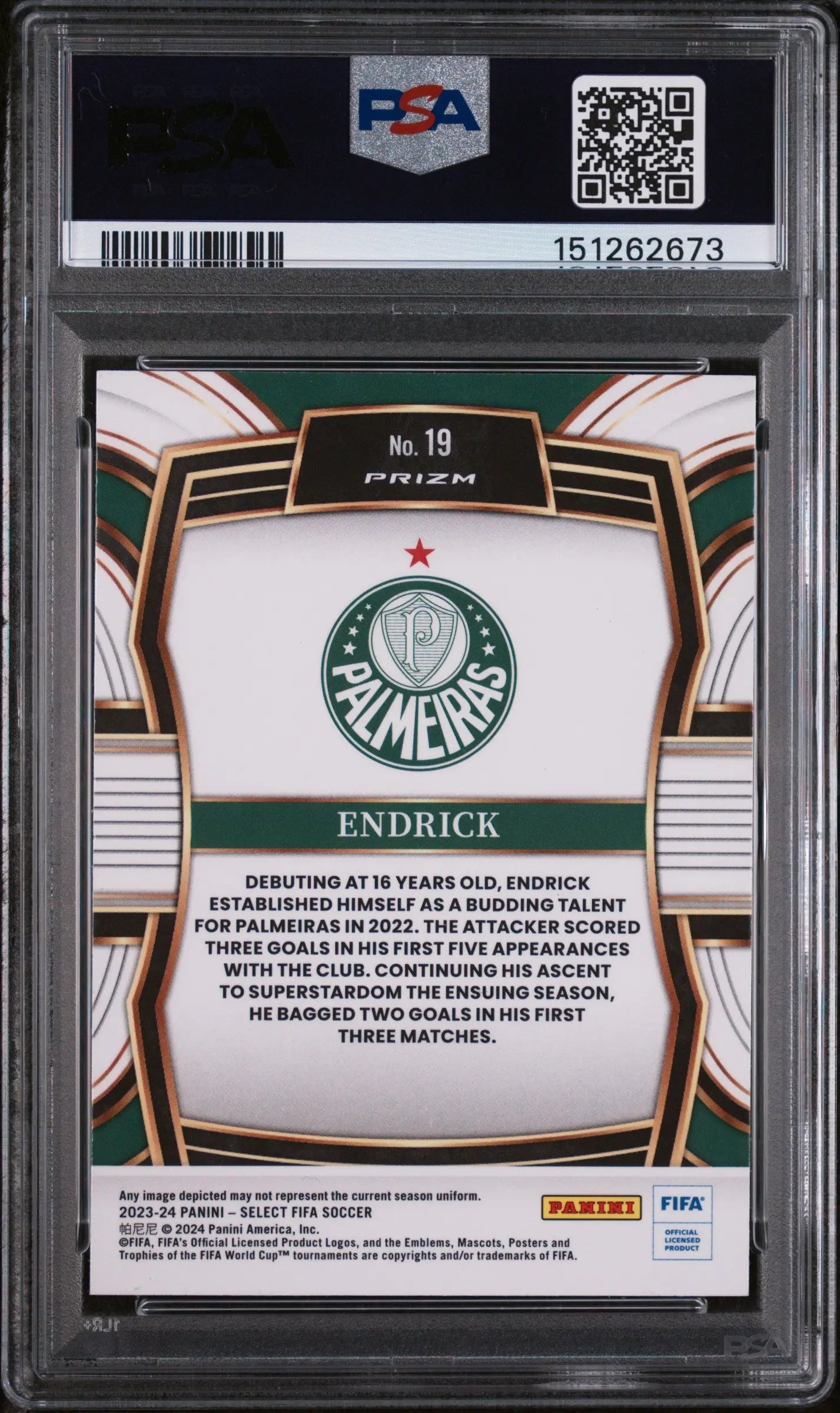 2023-24 Panini Select FIFA Equalizers Rookie Endrick RC PSA 10 