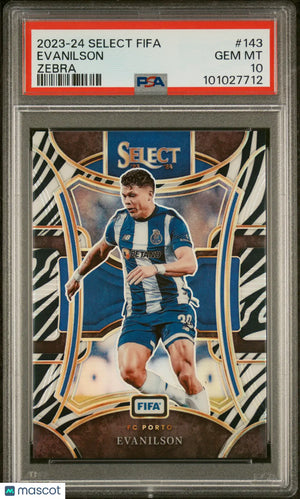 2023-24 Panini Select FIFA Evanilson #143 Zebra PSA 10 /25 