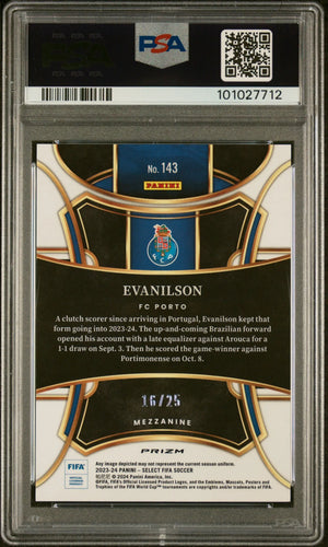 2023-24 Panini Select FIFA Evanilson #143 Zebra PSA 10 /25 