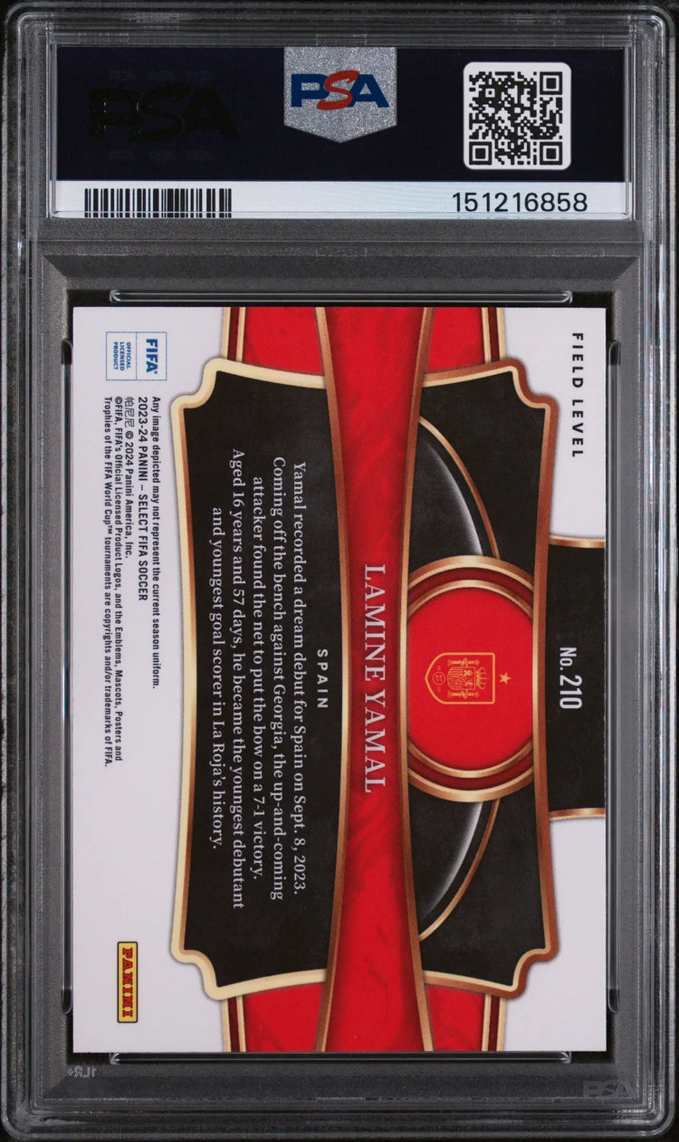 2023-24 Panini Select FIFA Field Level Lamine Yamal #210 PSA 10 
