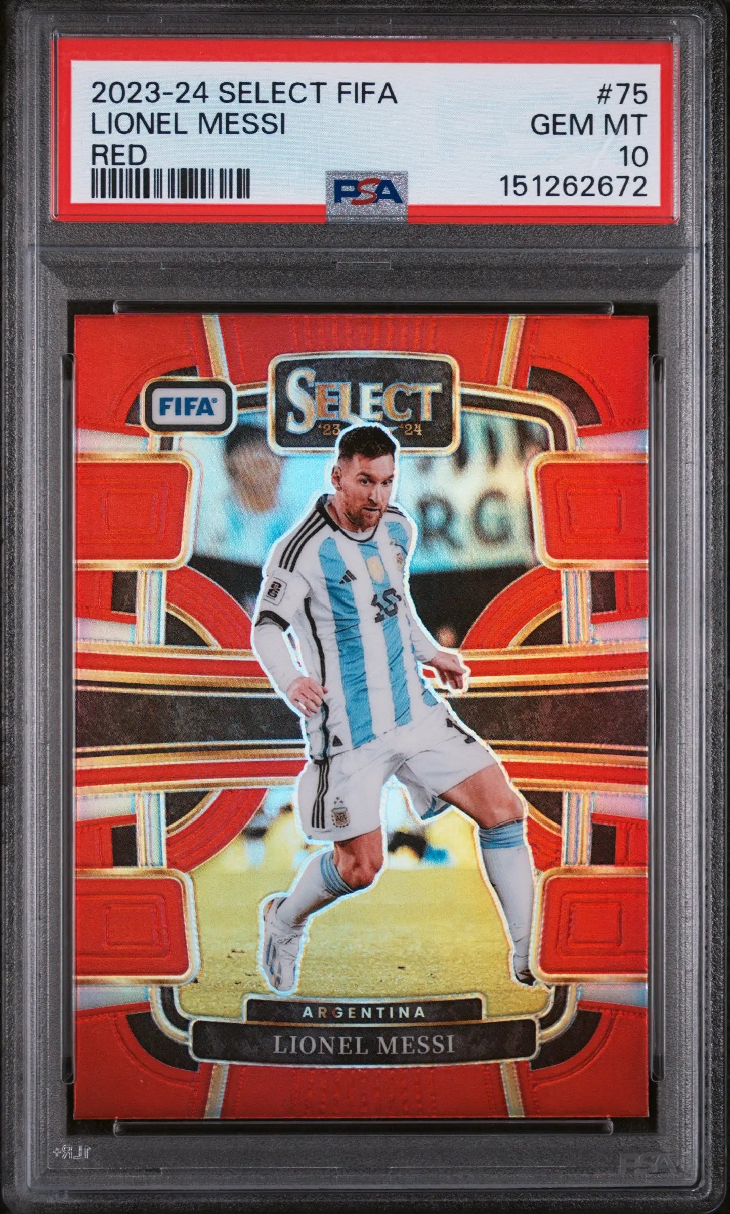 2023-24 Panini Select FIFA Red Terrace Lionel Messi #75 PSA 10 