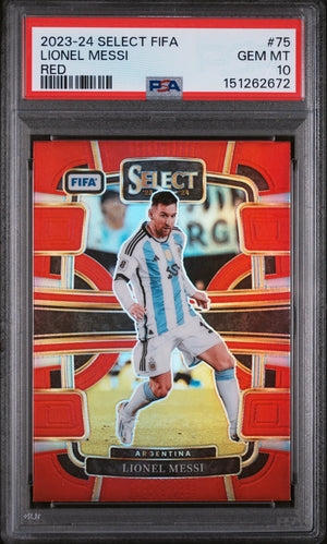 2023-24 Panini Select FIFA Red Terrace Lionel Messi #75 PSA 10 