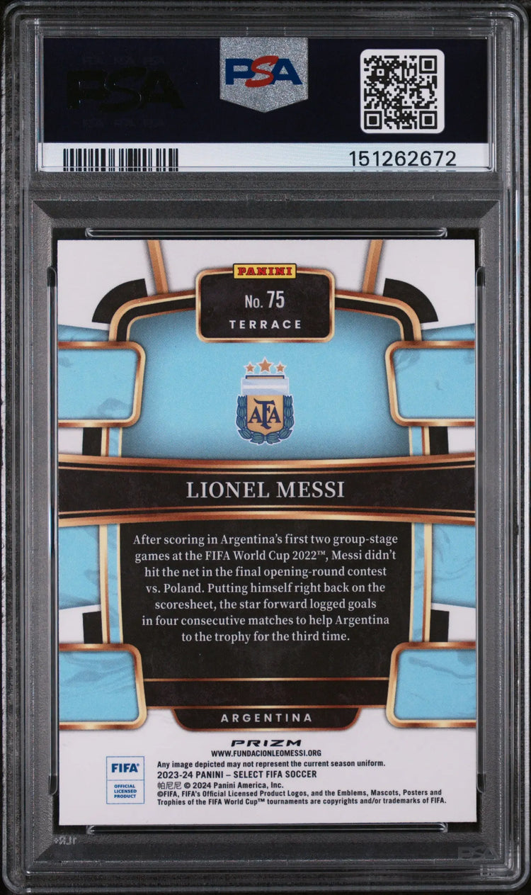 2023-24 Panini Select FIFA Red Terrace Lionel Messi #75 PSA 10 