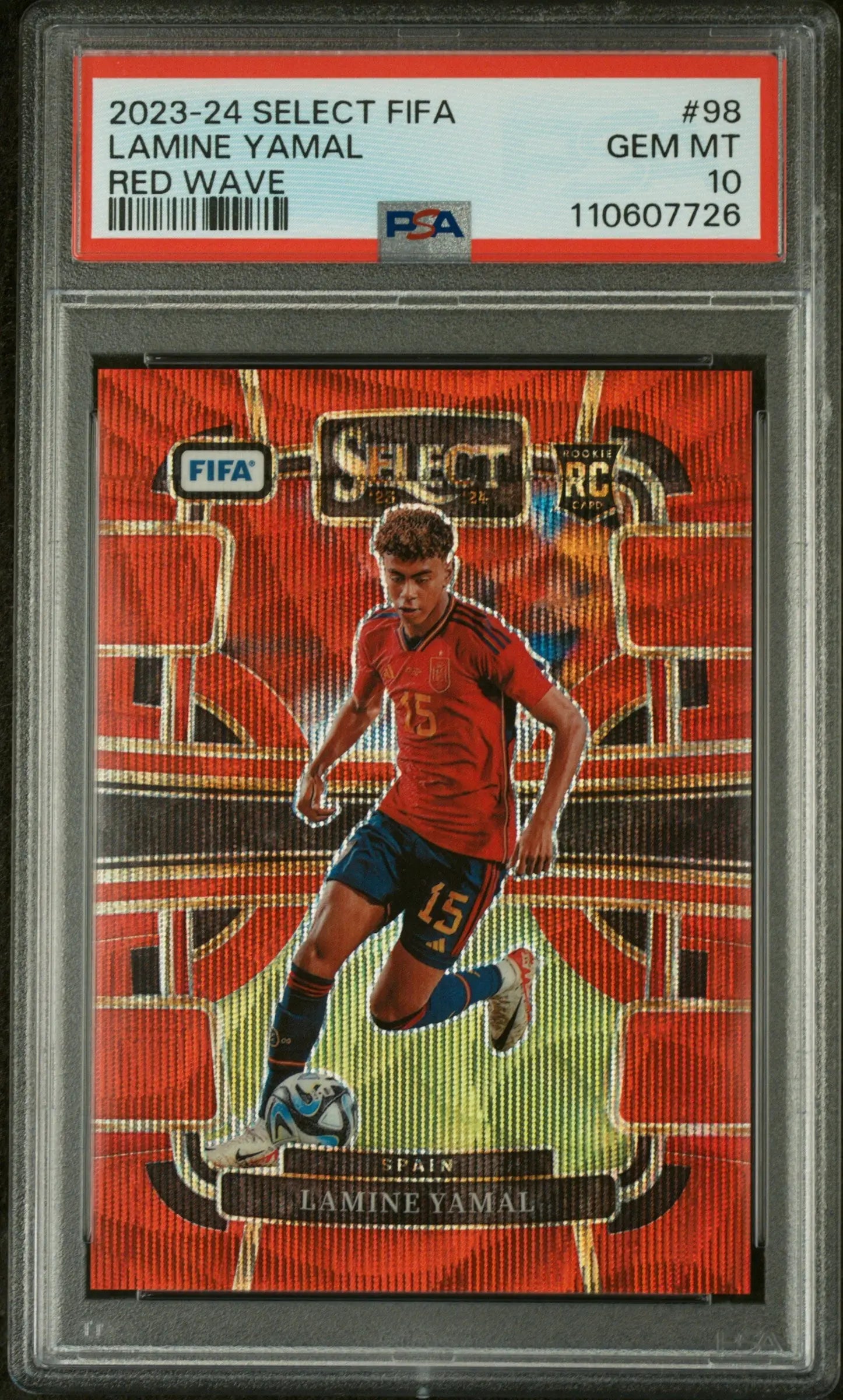2023-24 Panini Select FIFA Rookie Lamine Yamal  Red Wave /149 RC PSA 10 