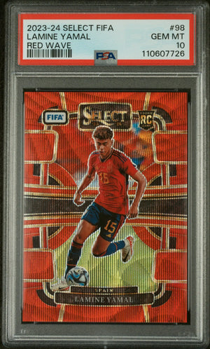 2023-24 Panini Select FIFA Rookie Lamine Yamal  Red Wave /149 RC PSA 10 