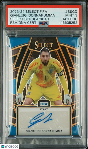 2023-24 Panini Select FIFA Select Signatures Gianluigi Donnarumma /1 PSA9 Auto10 