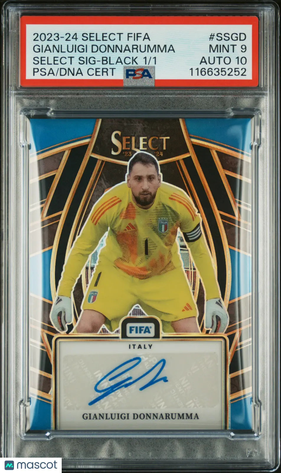 2023-24 Panini Select FIFA Select Signatures Gianluigi Donnarumma /1 PSA9 Auto10 