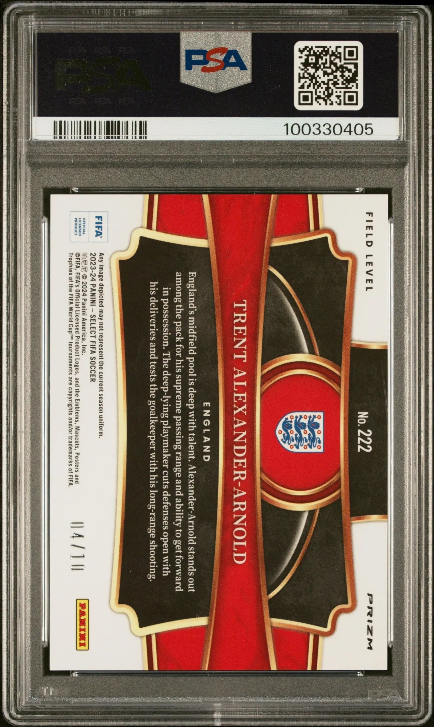 2023-24 Panini Select FIFA Trent Alexander-Arnold Gold Mojo PSA 10 /10 