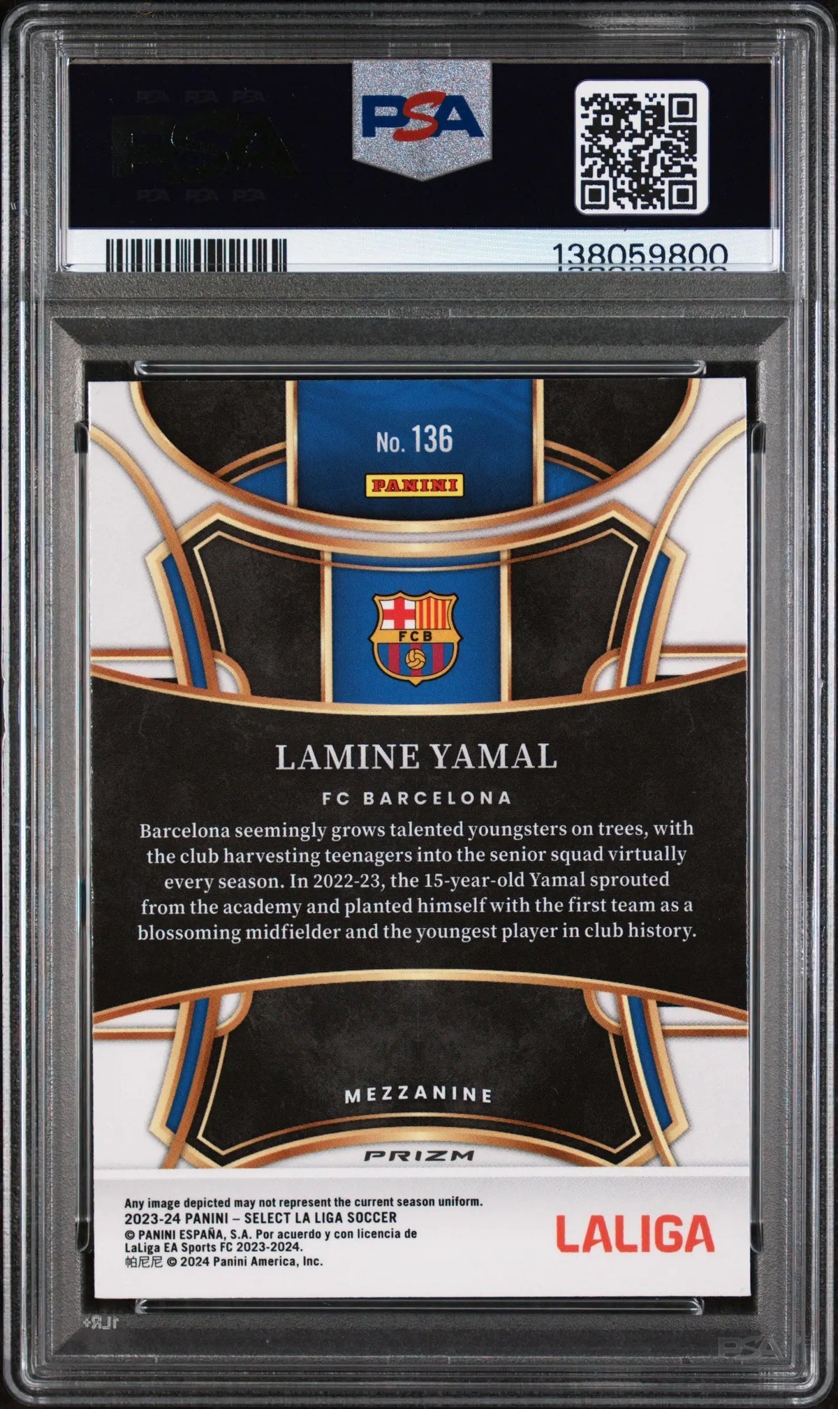 2023-24 Panini Select La Liga Lamine Yamal RC Rookie Red PSA 10