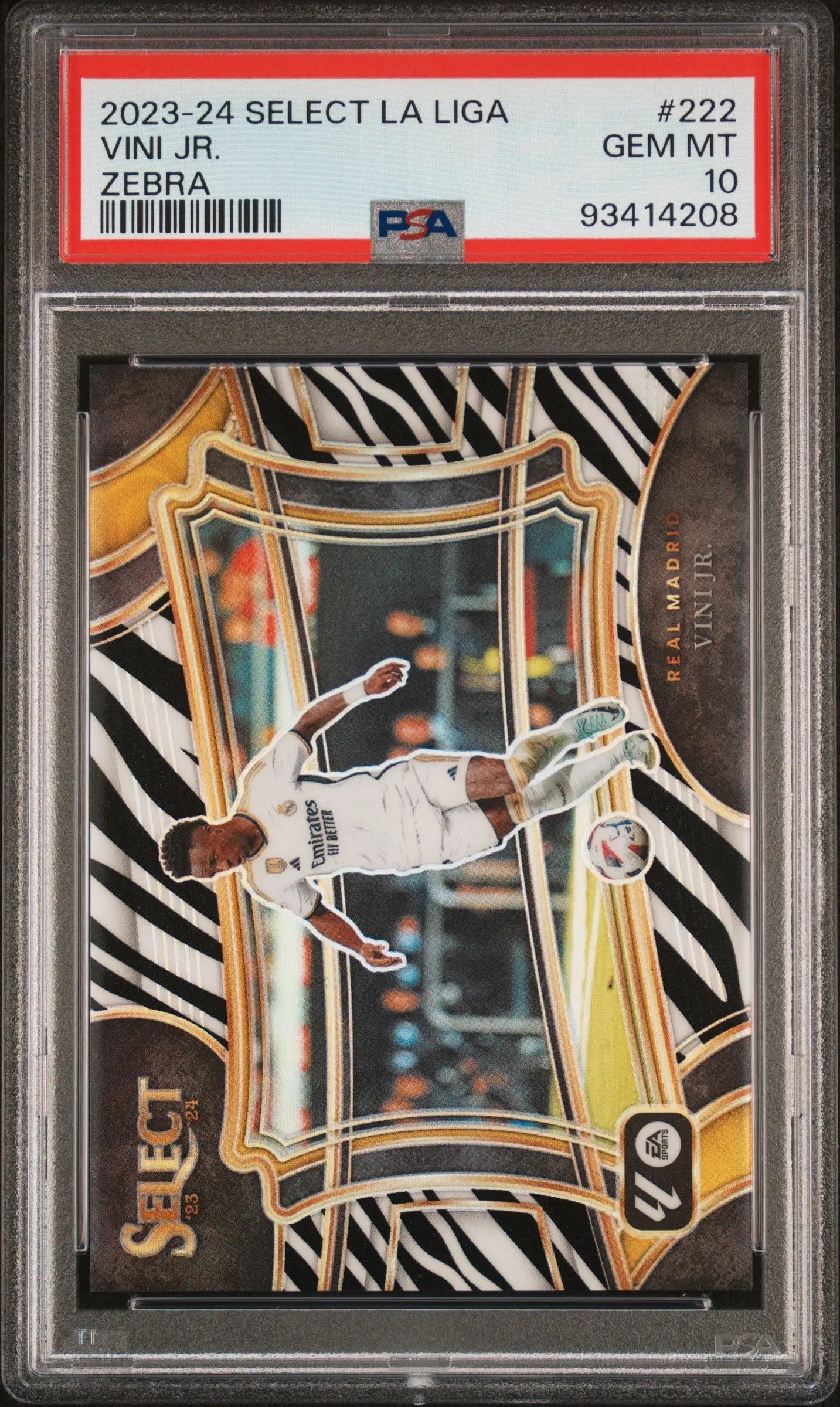 2023-24 Panini Select La Liga Vini JR. Zebra /25 PSA 10 