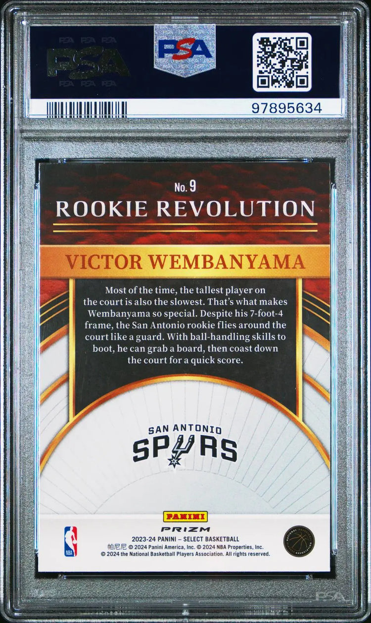 2023-24 Panini Select Rookie Revolution Victor Wembanyama RC Silver Prizm PSA 10 
