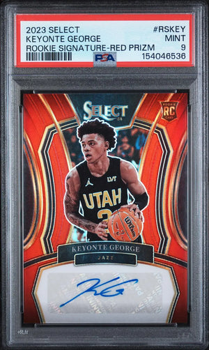 2023-24 Panini Select Rookie Signatures Auto Keyonte George Red Prizm /99 PSA 9 