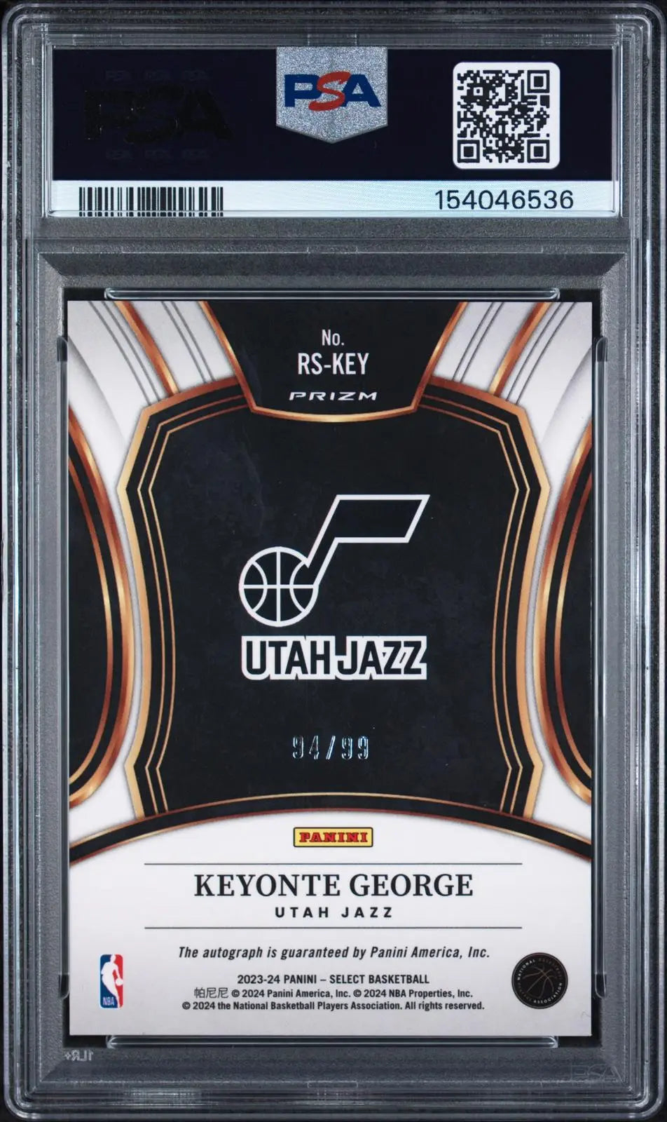 2023-24 Panini Select Rookie Signatures Auto Keyonte George Red Prizm /99 PSA 9 