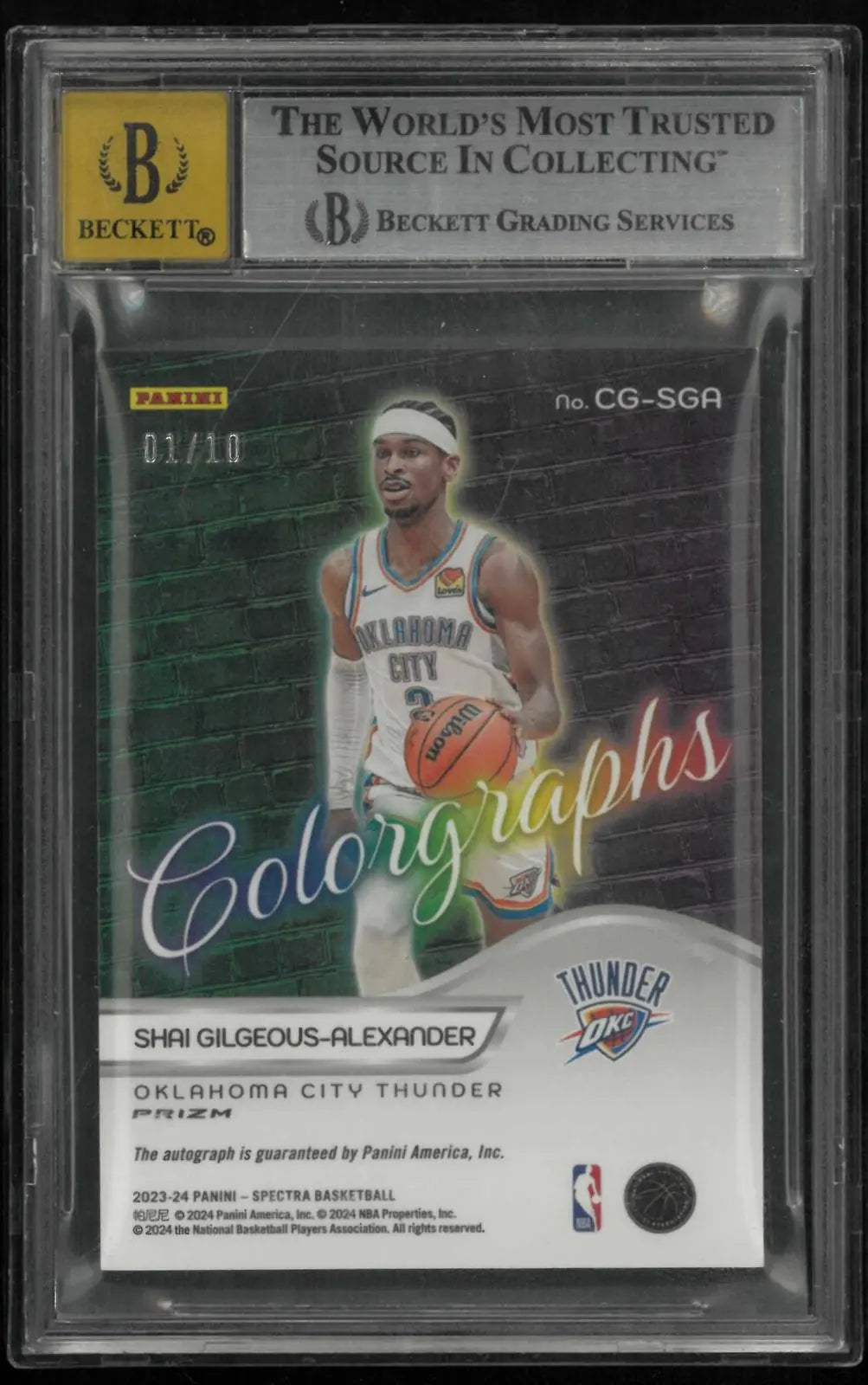2023-24 Panini Spectra Autograph Shai Gilgeous-Alexander Colorgraphs Gold 1/10 