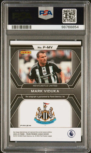 2023-24 Prizm Premier League Penmanship Auto Mark Viduka Breakaway Prizm PSA 10 
