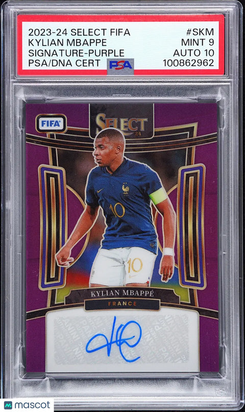 Rare Kylian Mbappe Autographed Card - 2023 Select FIFA PSA 9