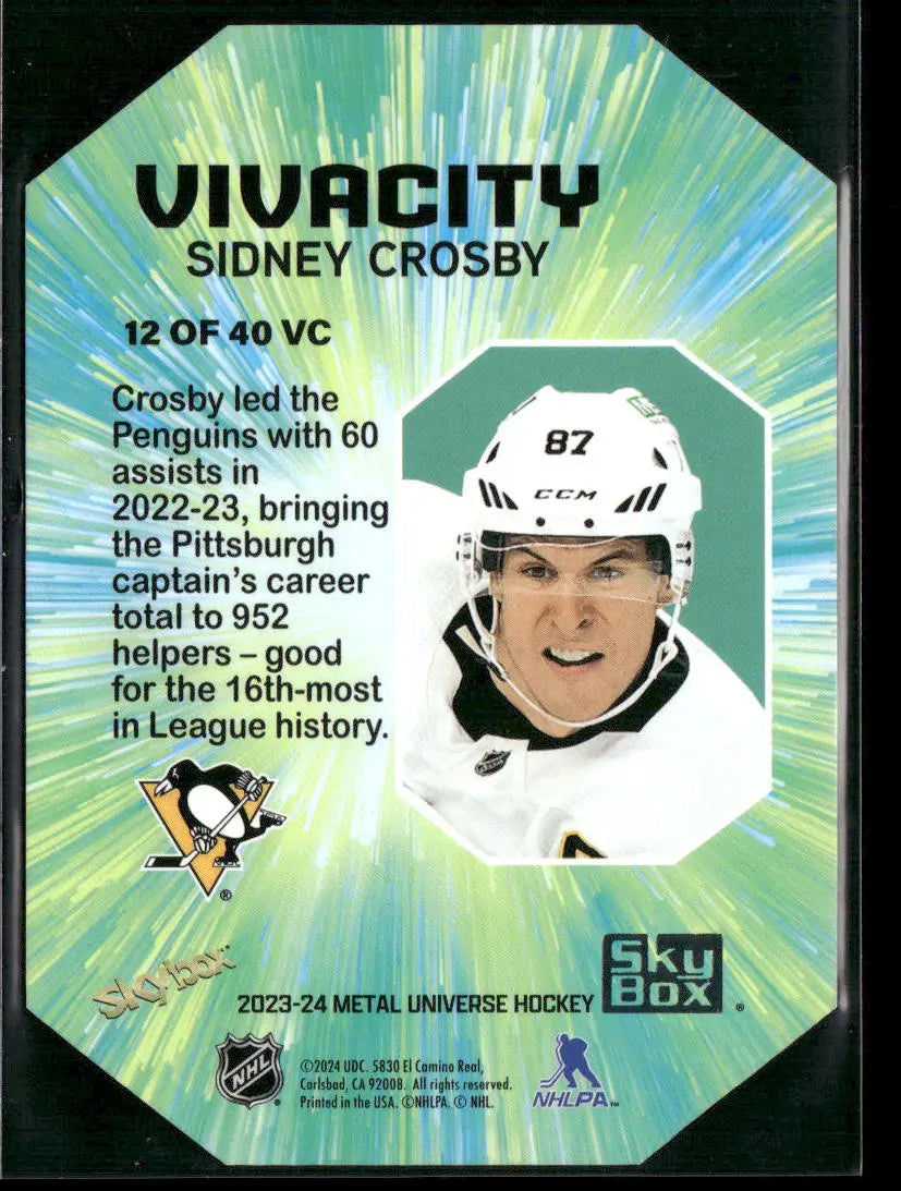 2023-24 Skybox Metal Universe Hockey Vivacity Sidney Crosby 