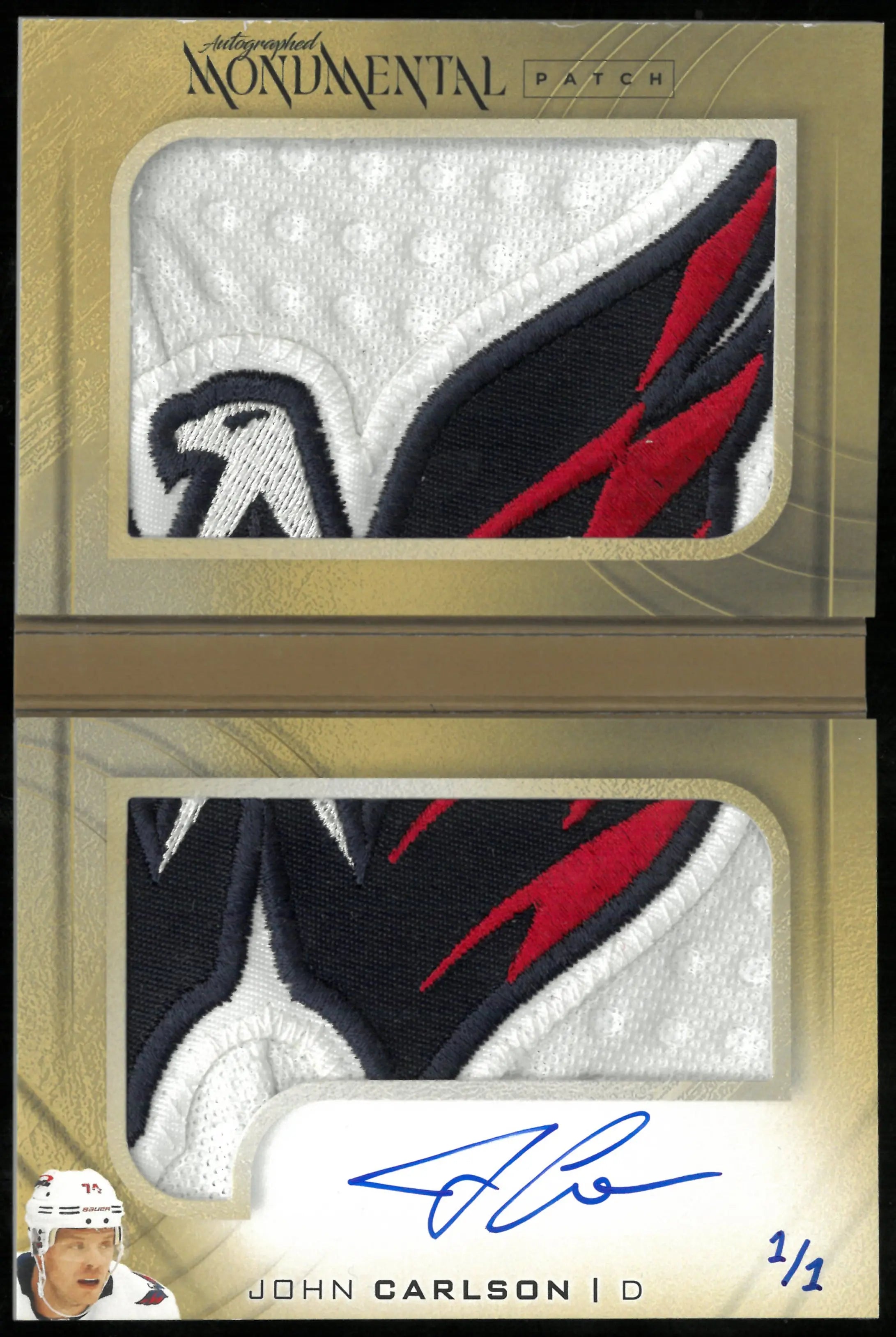 2023-24 The Cup Hockey Autographed Monumental Patch Auto John Carlson 1/1 