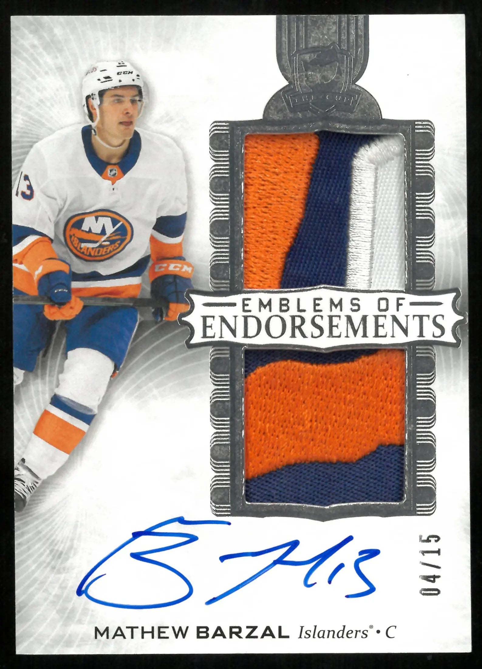2023-24 The Cup Hockey Emblems Of Endorsements Patch Auto Mathew Barzal /15 