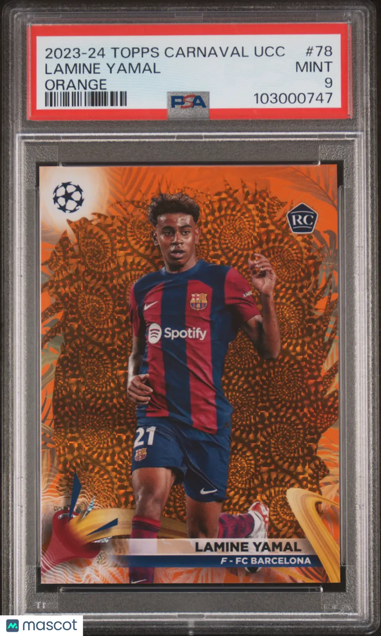 2023-24 Topps Carnaval UEFA Club Competitions Lamine Yamal RC Orange PSA 9 /25 