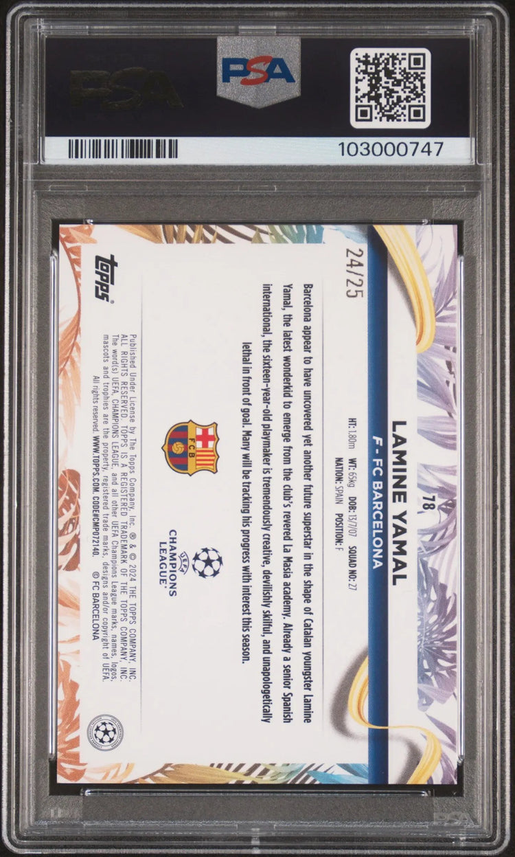 2023-24 Topps Carnaval UEFA Club Competitions Lamine Yamal RC Orange PSA 9 /25 