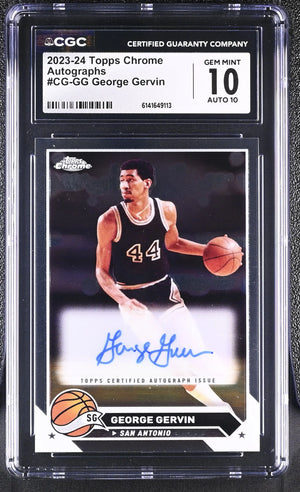 2023-24 Topps Chrome Autographs George Gervin Auto CGC 10 Auto 10 