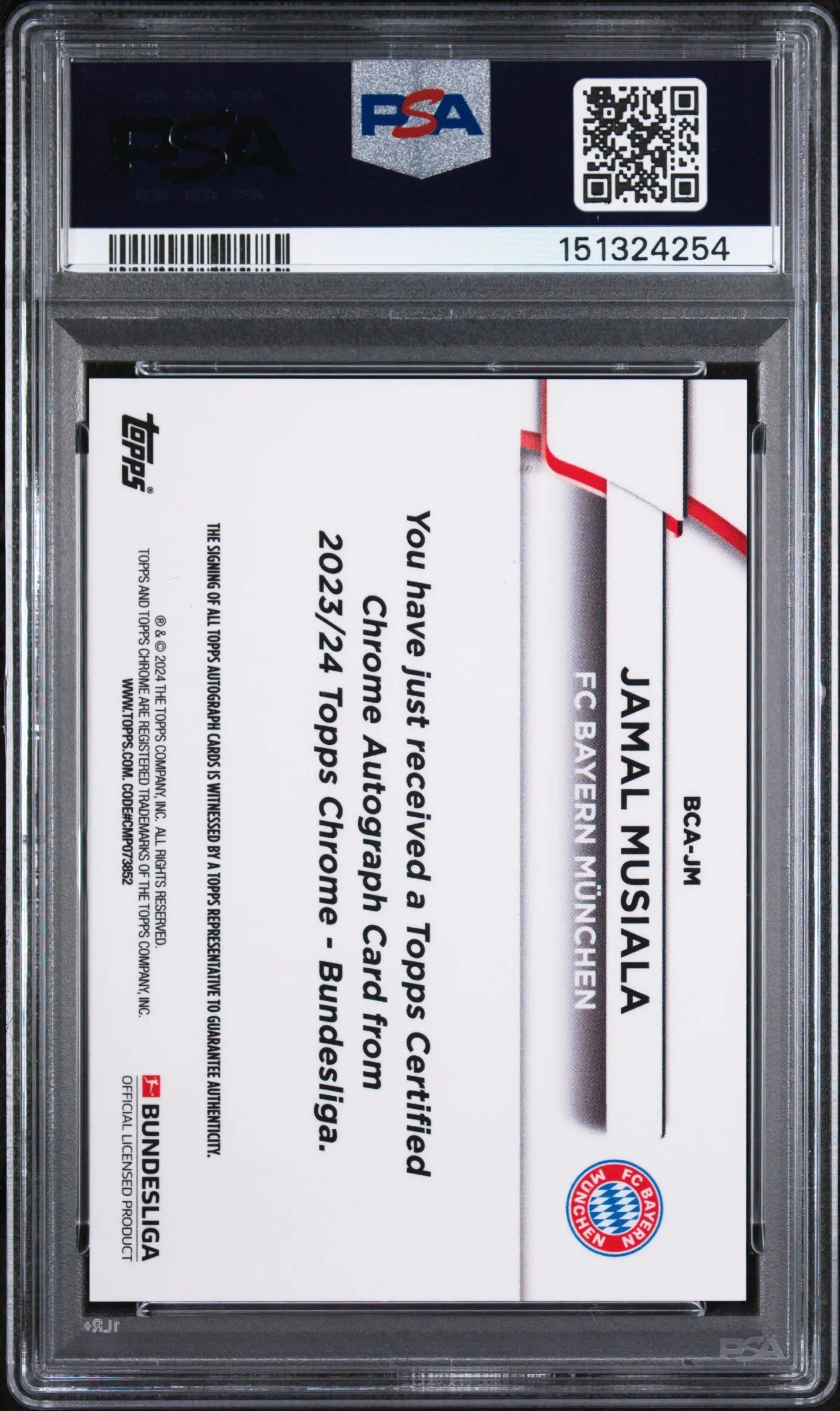 2023-24 Topps Chrome Bundesliga Autograph Jamal Musiala  60 Years Foil /60 PSA 9 
