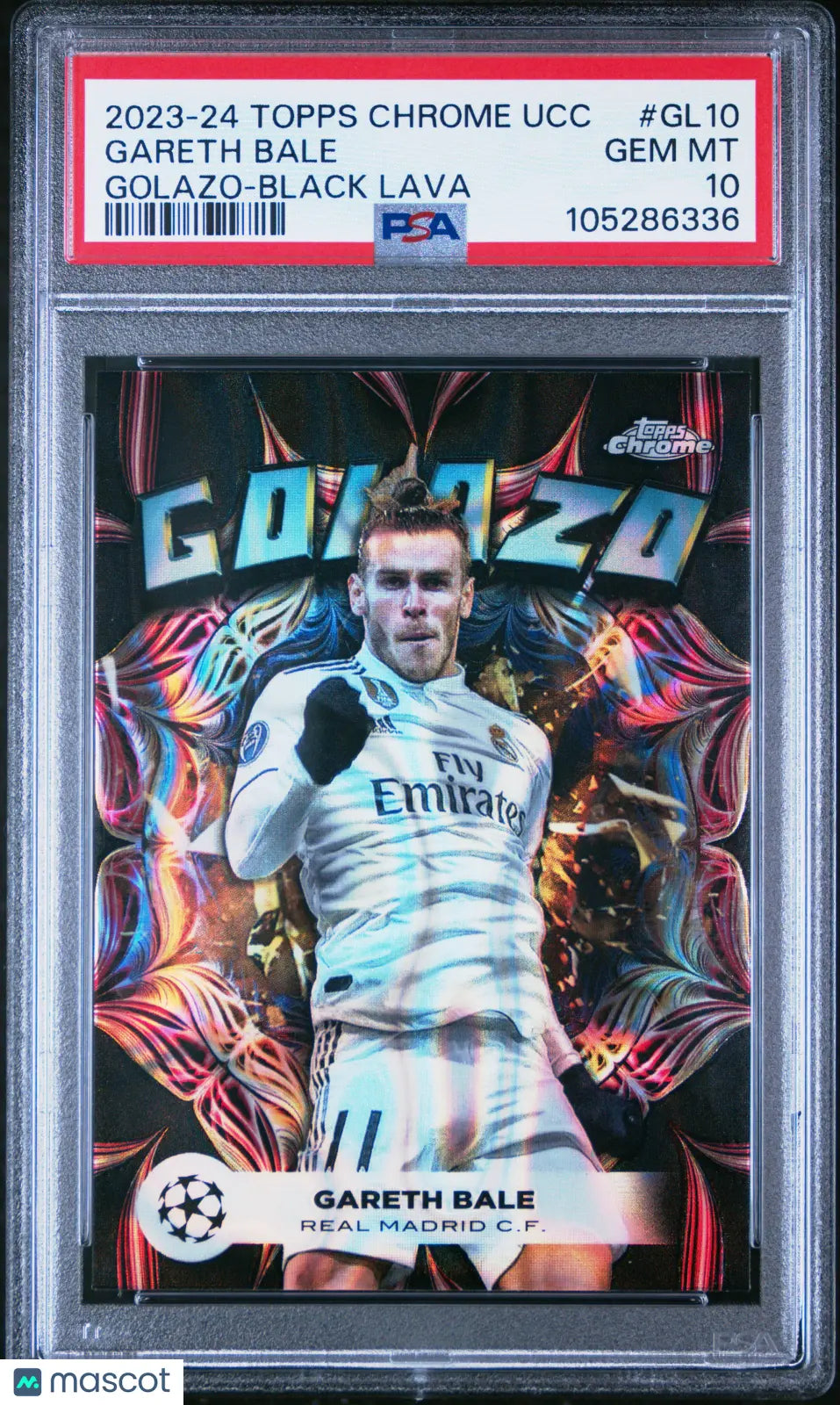 2023-24 Topps Chrome UCC Golazo Gareth Bale Black Lava PSA 10 