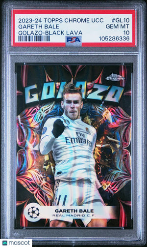 2023-24 Topps Chrome UCC Golazo Gareth Bale Black Lava PSA 10 