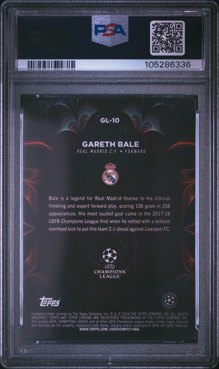 2023-24 Topps Chrome UCC Golazo Gareth Bale Black Lava PSA 10 
