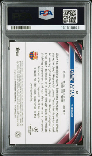 2023-24 Topps Chrome UCC Rookie Lamine Yamal Aqua Prism RC PSA 9 