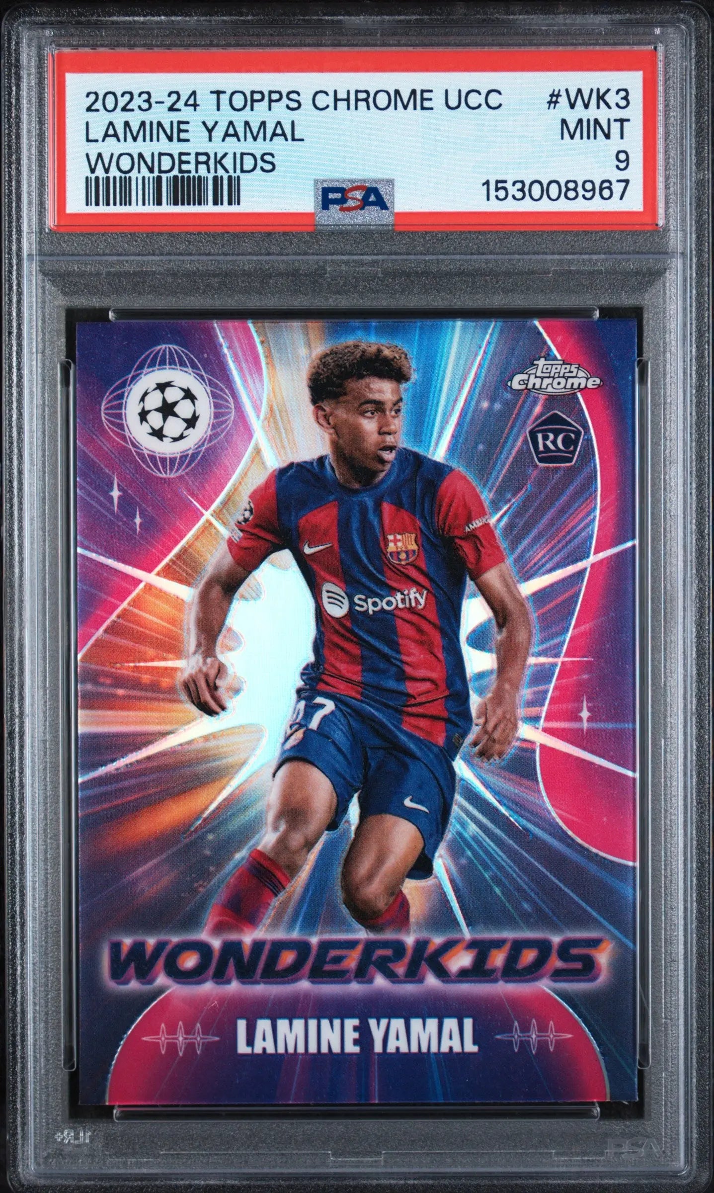 2023-24 Topps Chrome UCC Wonderkids Rookie Lamine Yamal RC PSA 9 