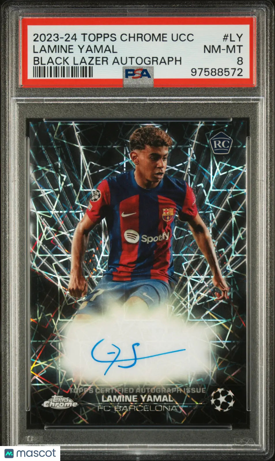 2023-24 Topps Chrome UEFA CC Black Lazer Autographs Lamine Yamal RC PSA 8 