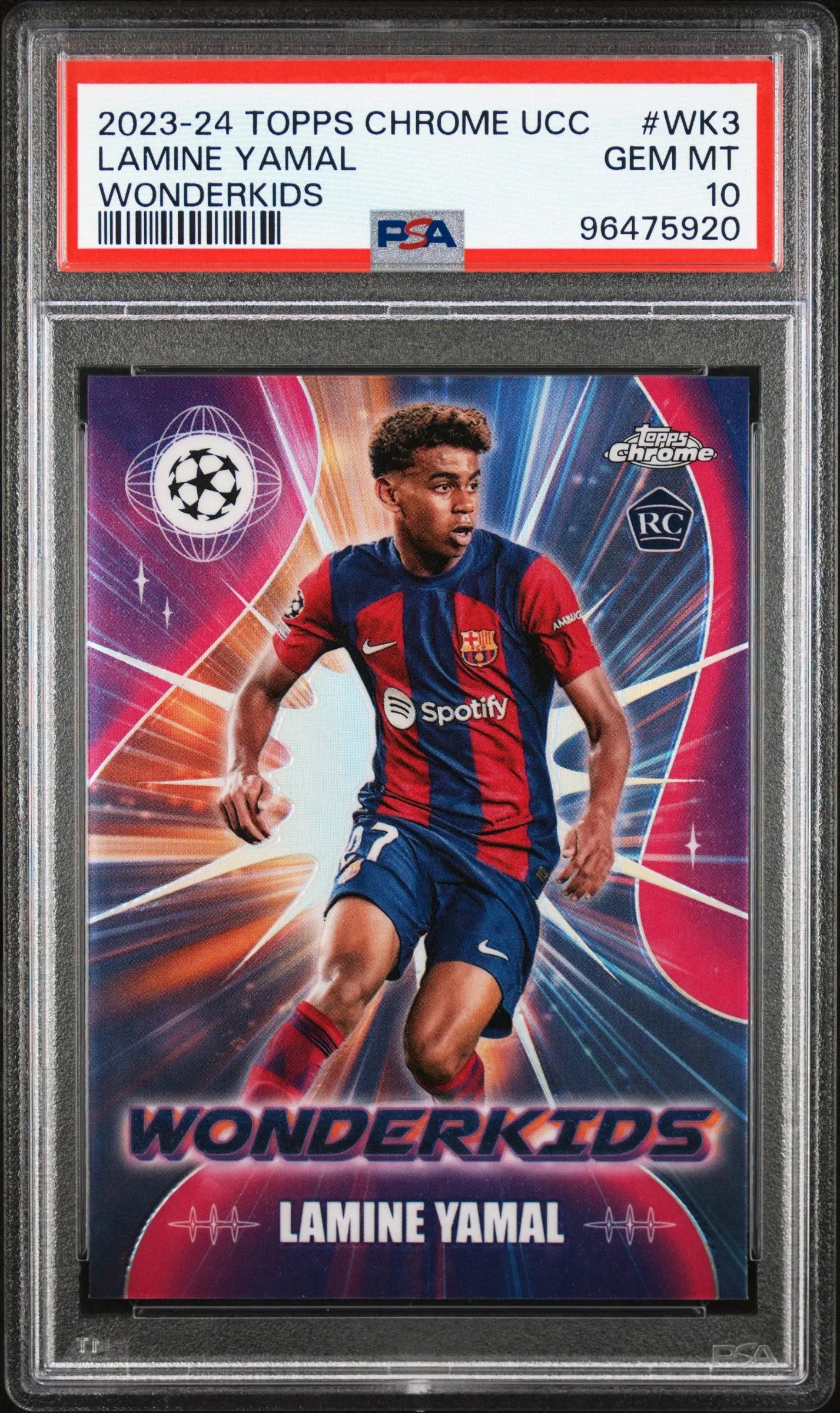 2023-24 Topps Chrome UEFA Club Competition Wonderkids Rookie Lamine Yamal PSA 10 