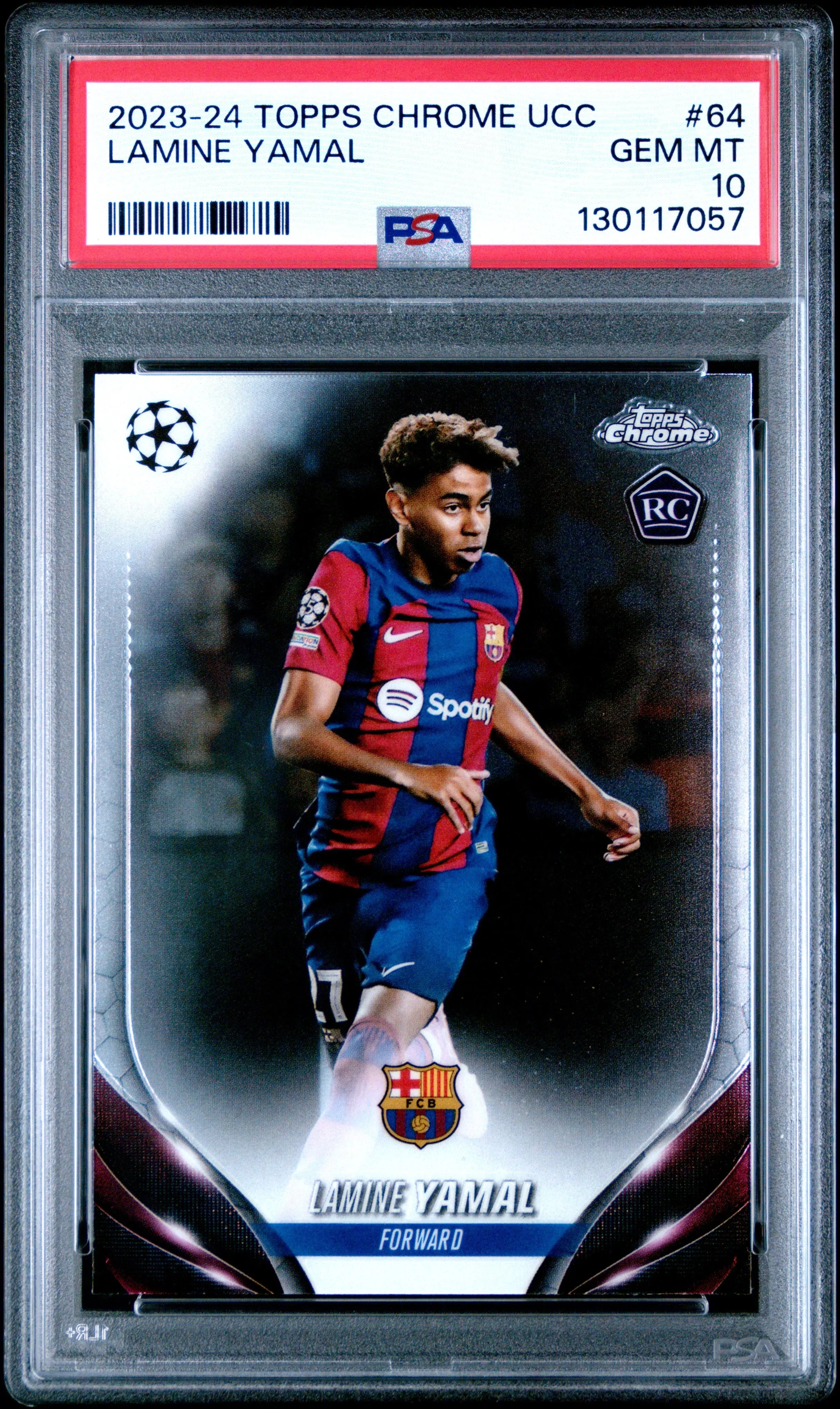2023-24 Topps Chrome UEFA Club Competitions Rookie Lamine Yamal RC PSA 10 