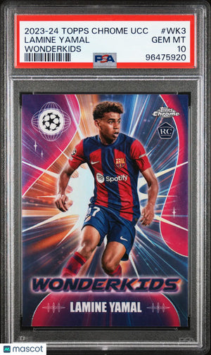 2023-24 Topps Chrome UEFA Club Competitions Wonderkids Lamine Yamal RC PSA 10 