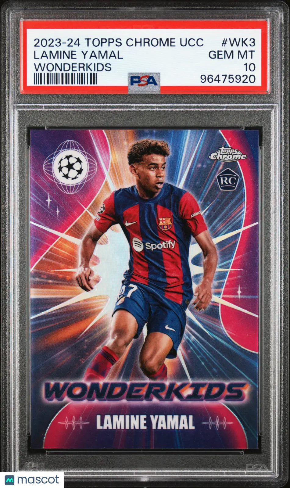 2023-24 Topps Chrome UEFA Club Competitions Wonderkids Lamine Yamal RC PSA 10 