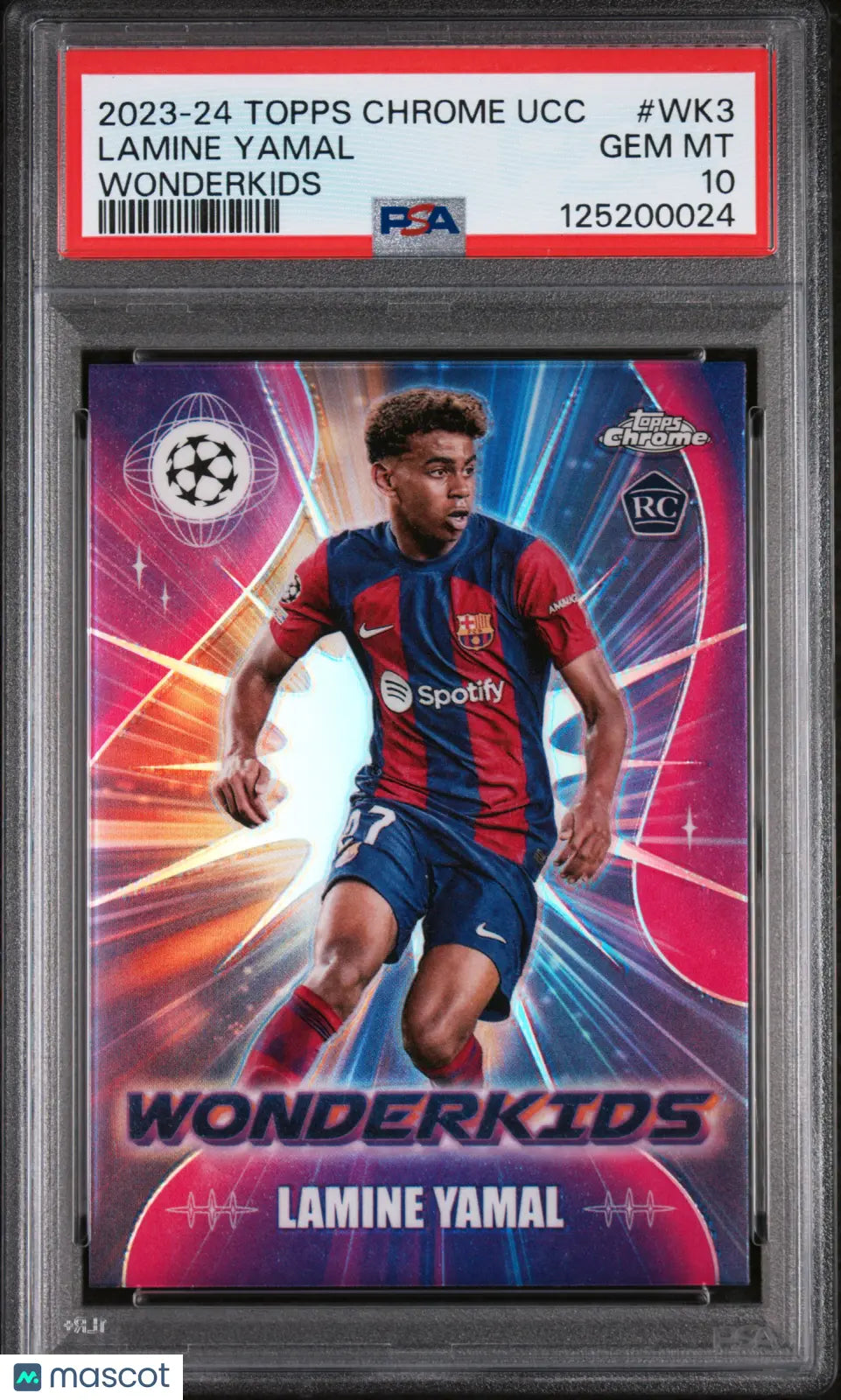 2023-24 Topps Chrome UEFA Club Competitions Wonderkids Lamine Yamal RC PSA 10 