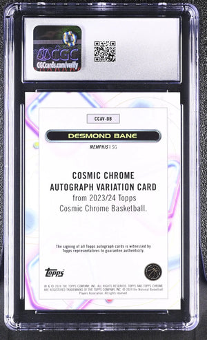 2023-24 Topps Cosmic Autograph Desmond Bane Gold Interstellar /50 CGC 10 Auto 10 