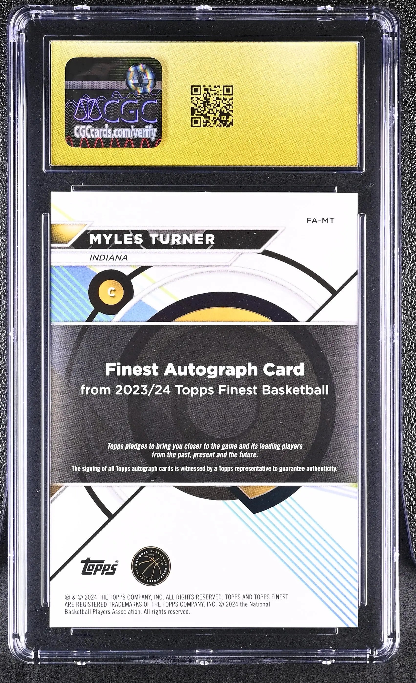 2023-24 Topps Finest Autographs Myles Turner Gold Geometric /50 CGC 10 Auto 10 