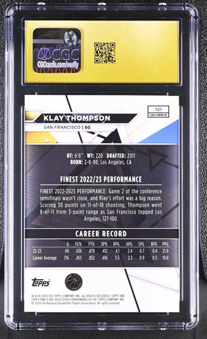 2023-24 Topps Finest Klay Thompson Black Refractor /20 CGC 10 