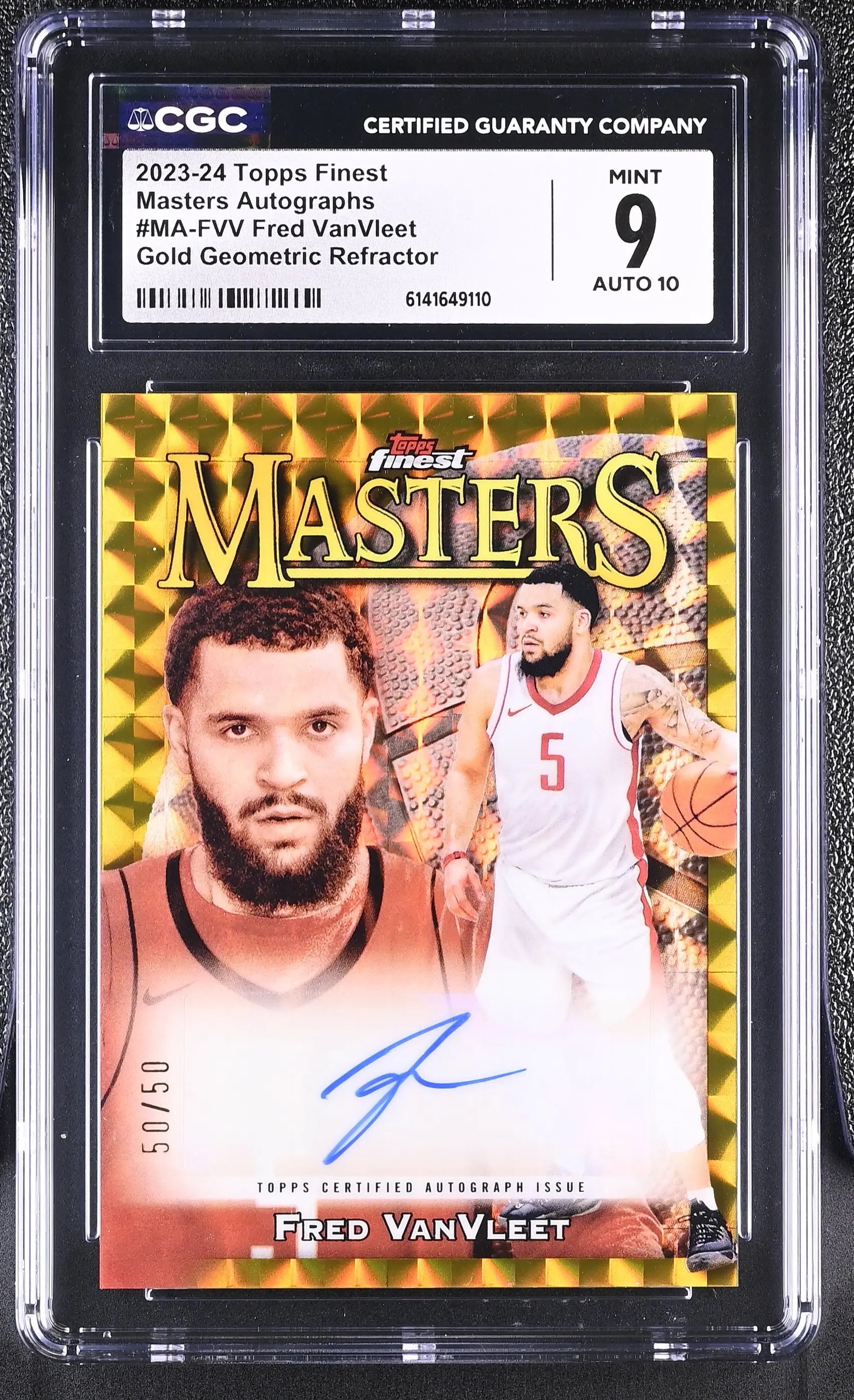 2023-24 Topps Finest Masters Auto Fred VanVleet Gold Geometric /50 CGC 9 Auto 10 