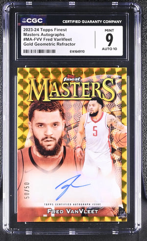 2023-24 Topps Finest Masters Auto Fred VanVleet Gold Geometric /50 CGC 9 Auto 10 