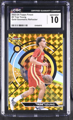 2023-24 Topps Finest Trae Young Gold Geometric Refractor /50 CGC 10 