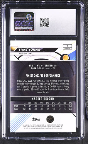 2023-24 Topps Finest Trae Young Gold Geometric Refractor /50 CGC 10 