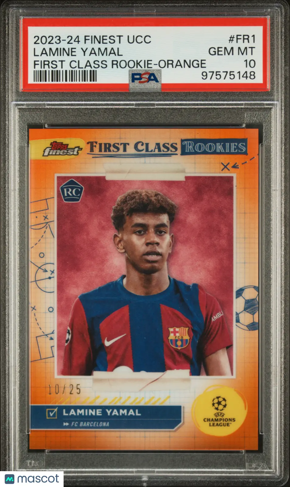 2023-24 Topps Finest UCC First Class Rookies Lamine Yamal RC Orange /25 PSA 10 